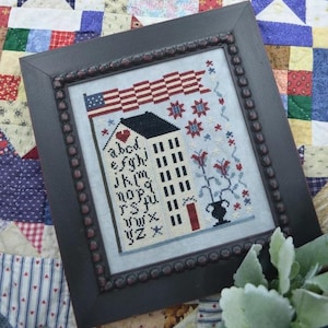 American Sampler House by Annie Beez Folk Art - Counted cross stitch pattern - Hard copy