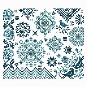 Bluebird Sampler by Shannon Christine Designs - Counted cross stitch pattern - Hard copy