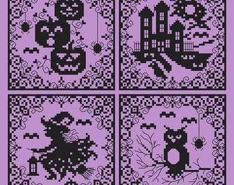Halloween Silhouettes by Shannon Christine Designs - Counted cross stitch pattern - Hard copy