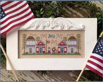 Juli Mini Village by Country Cottage Needleworks - Mini Village-serie - getelde kruissteekpatroon - gedrukt
