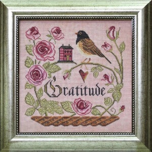 Le cœur plein de gratitude - Songbird's Garden 12 by Cottage Garden Samplings - Grille point de croix compté - Copie papier