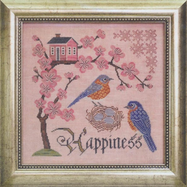 Bluebird of Happiness by Cottage Garden Samplings - The Songbird's Garden Series #5 - Counted cross stitch pattern - Hard copy