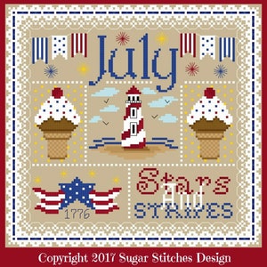 July Sampler by Sugar Stitches Design - Counted cross stitch pattern - Hard copy