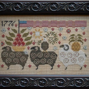 Flag Flock & Sheep Keep by Plum Street Samplers - Counted cross stitch pattern - Hard copy