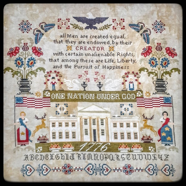 One Nation Under God (Liberty) by Twin Peak Primitives - Counted cross stitch pattern - Hard copy