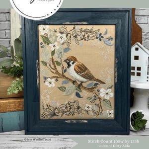 Birds in Nature Sparrow by Erin Elizabeth Designs - Counted cross stitch pattern - Hard copy