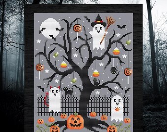 Halloween Tree by Shannon Christine Designs - Counted cross stitch pattern - Hard copy