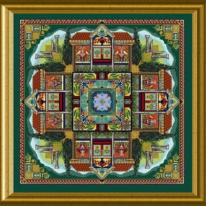 Das Pompeii Garden Mandala von Chatelaine - Kreuzstich und Sonderstiche Muster - Gezählter Kreuzstich