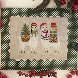 Christmas Llamas by Twin Peak Primitives - Counted cross stitch pattern - Hard copy