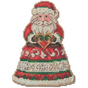 Santa Holding Heart van Mill Hill JS20-2414 - Jim Shore - borduurpakket met kralen
