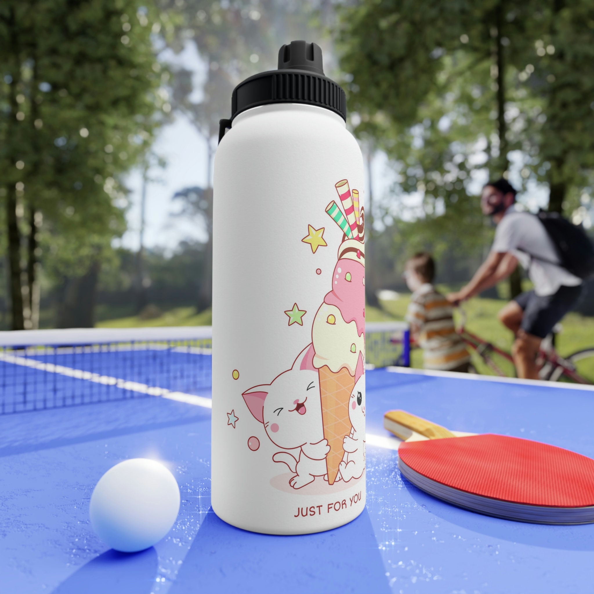 Cute Kittens Ice Cream Just for You Kawaii Thermoses, Stainless Steel Water  Bottle, Sports Lid, Gift for Her, Gift for Mom, Shaker Bottle 