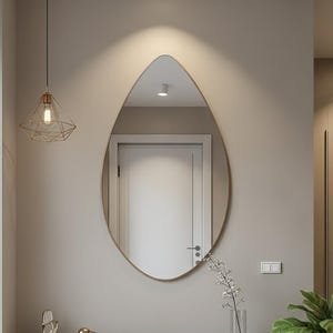 Ellipse Wall Mirror, Minimalist Bathroom Decor, Japandi Home Accent