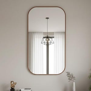 Specchio da toeletta - Specchio da parete rettangolare minimalista con angoli arrotondati per l'arredo del bagno o del lavabo - Regalo estetico sofisticato