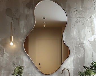 Asymmetrical Gold Wall Mirror: Modern Glam Accent Decor