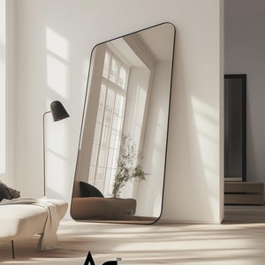 Full Lenght Wavy Mirror, Asymmetric Frameless Full Body Mirror, Modern Bedroom Mirror, Perfect Gift Idea