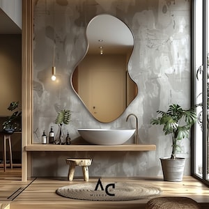 Irregular Gold Wall Mirror Asymmetrical Decorative Accent Mirror for Bedroom Bathroom Entryway Modern Glam Vanity Mirror Home Decor