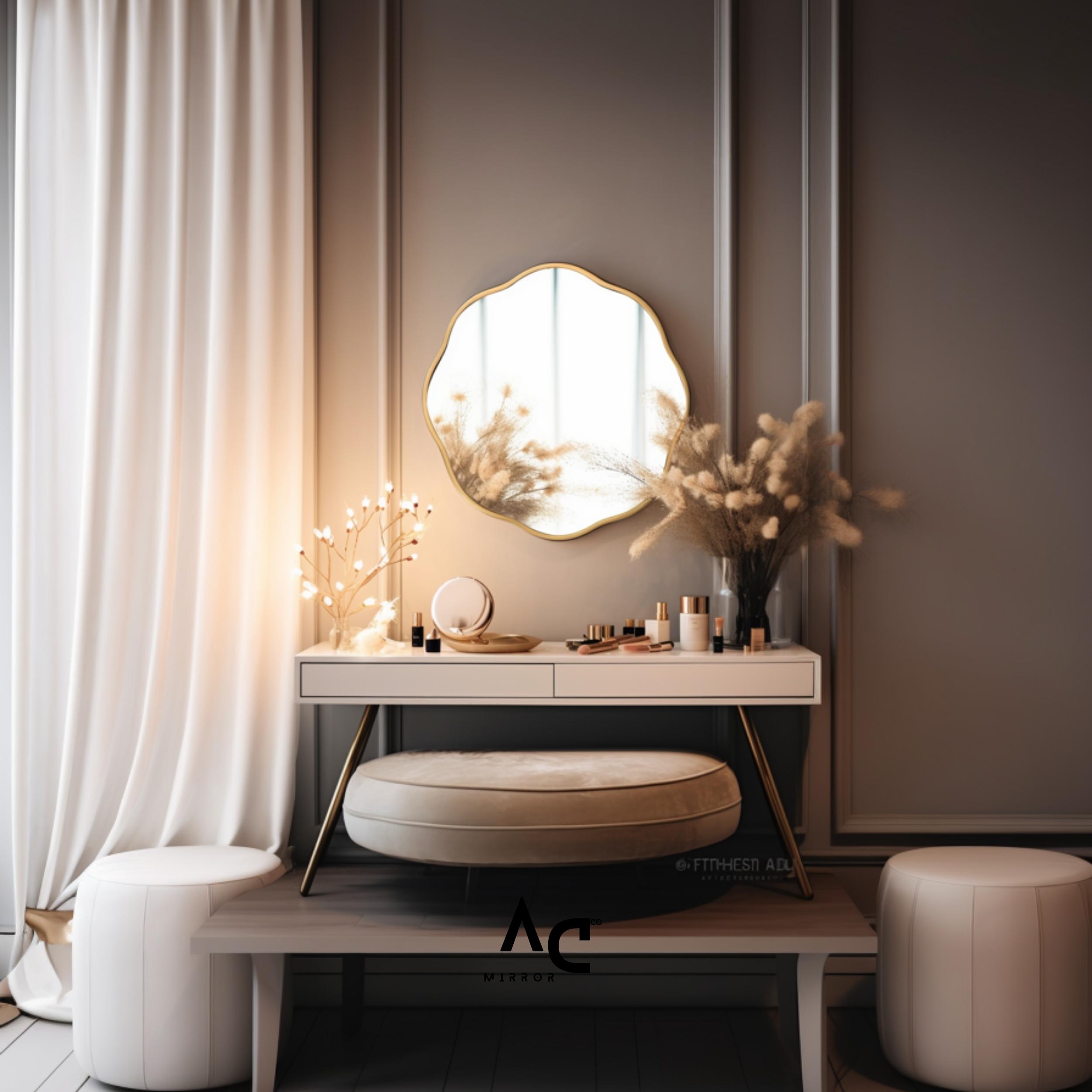 Luxury Gold Framed Wooden Wall Mirror With Elegant Scalloped Design ...
