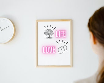 Poster decoration Life Love, Digital Print Download ,Home , Gift , Poster Picture , 40cm X 60cm DIN A2