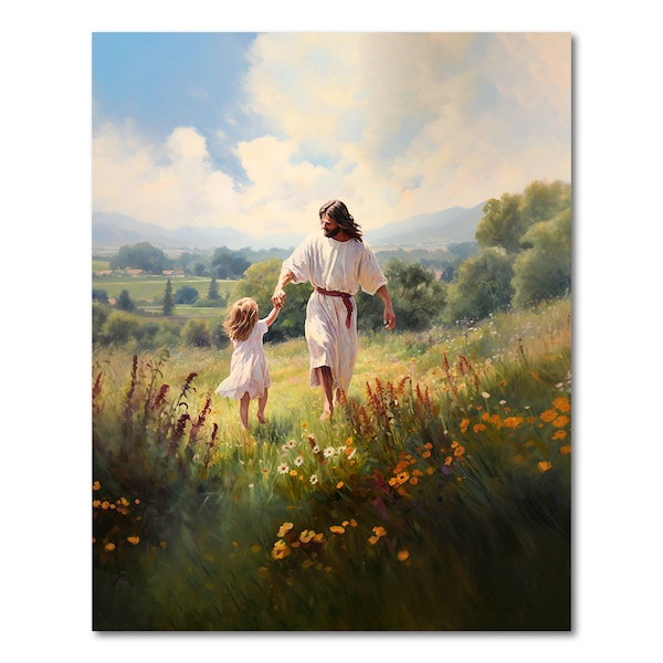Jesus With Little Girl Painting Etsy
