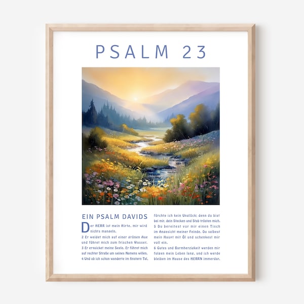 Psalm 23 Der HERR ist mein Hirte Poster auf Deutsch Digital File Christliche Geschenke Instant Download Der gute Hirte Die Bibel Die Psalmen