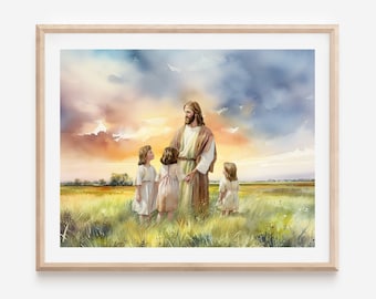Jesus With Children Print: Christian Nursery Art
