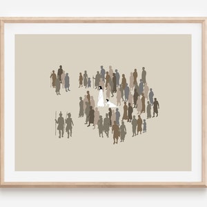 Jesus Heals Woman Art Print: Christian Minimalist Artwork (Digital File)