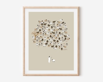 Jesus and the Lost Sheep Print: Christian Bible Art, Good Shepherd Poster
