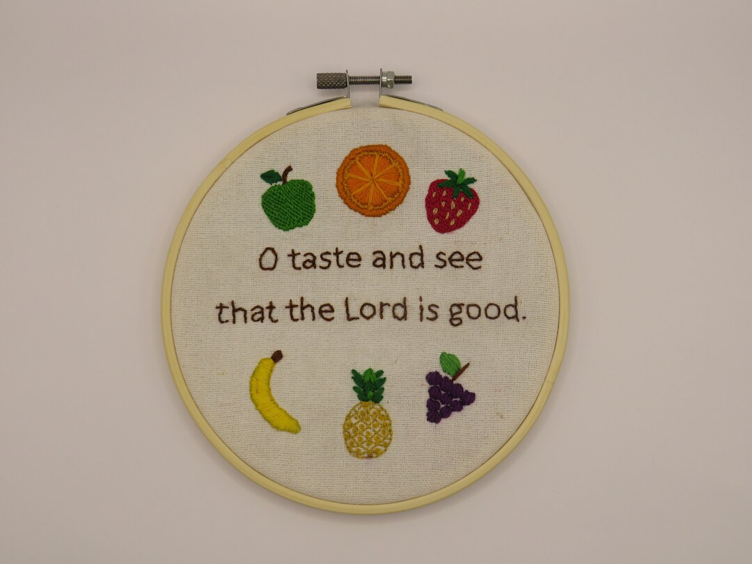 Hand Embroidered Bible Verse Decorative Hoop psalm 34v8 Oh Etsy