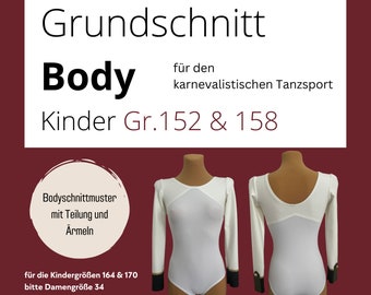 Basis-Schnitt Body für den karnevalistischen Tanzsport - Kinder Gr. 152 & 158