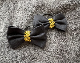 Hair bows black with gold