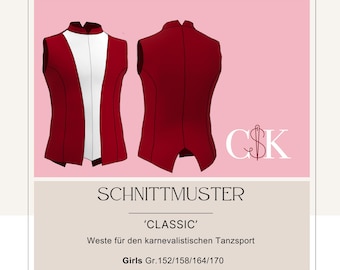 Schnittmuster - Weste 'Classic' für den karnevalistischen Tanzsport (Girls Gr.152/158/164/170)