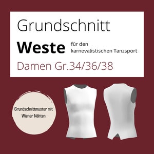 Basis-Schnitt Weste für den karnevalistischen Tanzsport Damen Gr. 34/36/38 Bild 1