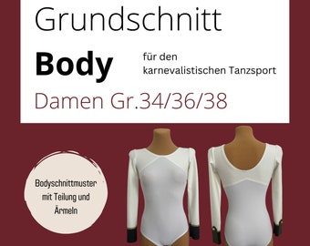 Basis-Schnitt Body für den karnevalistischen Tanzsport - Damen Gr. 34/36/38