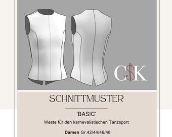 Sewing pattern - Vest 'Basic' for carnival dance sport (ladies size 42/44/46/48)