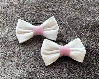 Hair bows white with pink
