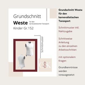 Grundschnittmuster Weste für den karnevalistischen Tanzsport gr.152 Bild 2