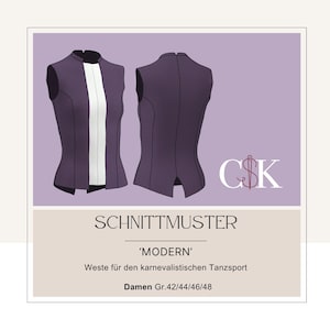 Sewing pattern - Vest &#39;Modern&#39; for carnival dance sport (ladies size 42/44/46/48)