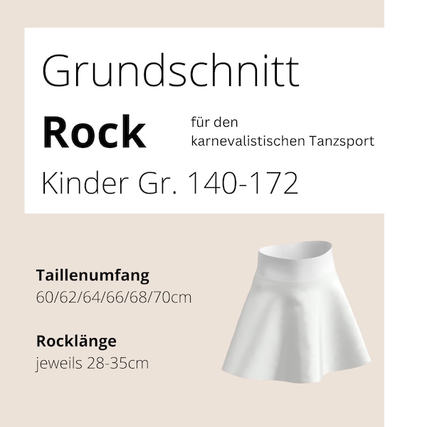 Schnittmuster Rock für den karnevalistischen Tanzsport - Kinder Gr. 140-172