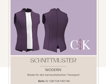 Schnittmuster - Weste 'Modern' für den karnevalistischen Tanzsport (Girls Gr.128/134/140/146)