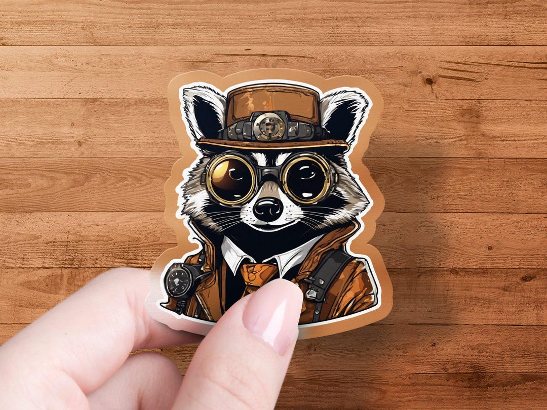 Cute Raccoon Sticker Cartoon Animal Decal Laptop, Water Bottle ...