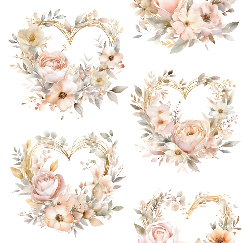 Blush Pink Roses With Gold Frames Watercolor | High-quality Transparent ...