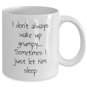 Humorvolle Kaffeebecher. Lustiger Heiratsspruch.