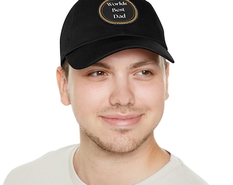 Father's Day Gift Hat with Leather Patch World's Best Father Dad Cap Baseball Cap Gift for Dad Round Leather Patch Hat