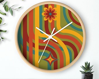 Reloj de pared retro moderno: decoración vibrante para el hogar