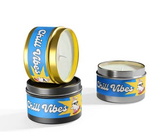 Zabawna świeca zapachowa „Chill Vibes”, prezent dla dzieci, puszka wielokrotnego użytku