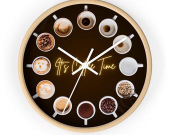 Coffee Cup Wall Clock, Kitchen Cafe Decor, Barista Gift