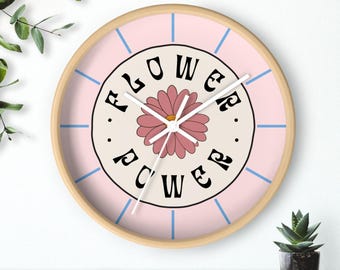 Zegar ścienny Flower Power: wystrój domu w stylu boho vintage