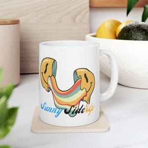 Funny Hippie Ceramic Mug Vintage Coffee Cup Funky Tea Mug Unique Gift Mug Retro Kitchen Decor Mug