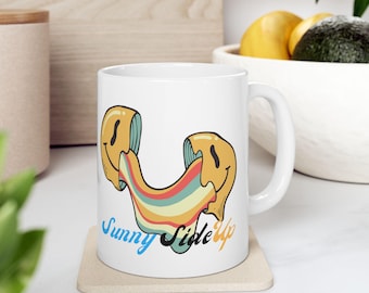 Zabawny kubek ceramiczny w stylu hipisowskim, dekoracja kuchni w stylu retro