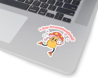 Zabawna naklejka winylowa z grzybem: naklejka na laptopa, butelkę z wodą